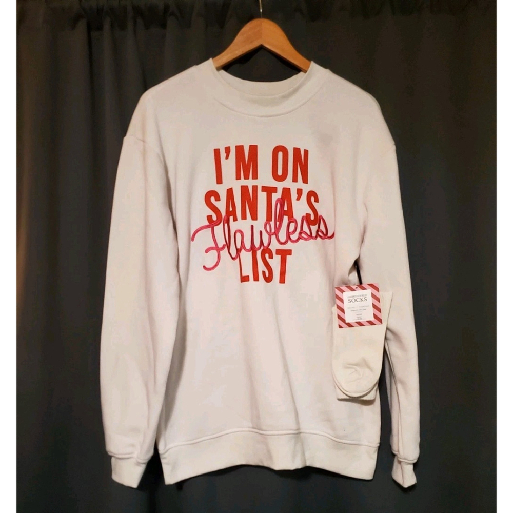 Better/Together Christmas Sweatshirt I'm On Santa's Flawless List & Socks Gift